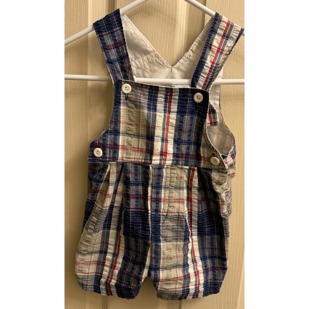 Vintage 90s Boys Carter's Plaid Shortall 18‎ Months EUC